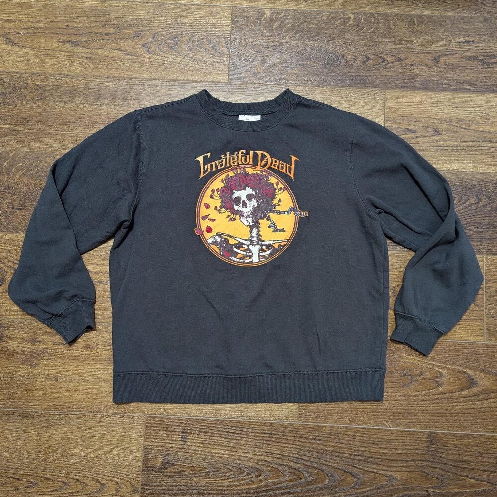 Grateful Dead Sweatshirt  Black Skull Roses Bertha Size XXL
